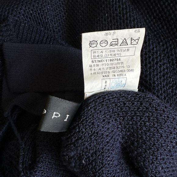 Women Sweater Navy Blue Rayon Blend Short Sleeve Cardigan Button Front Sweater - Picture 6 of 6